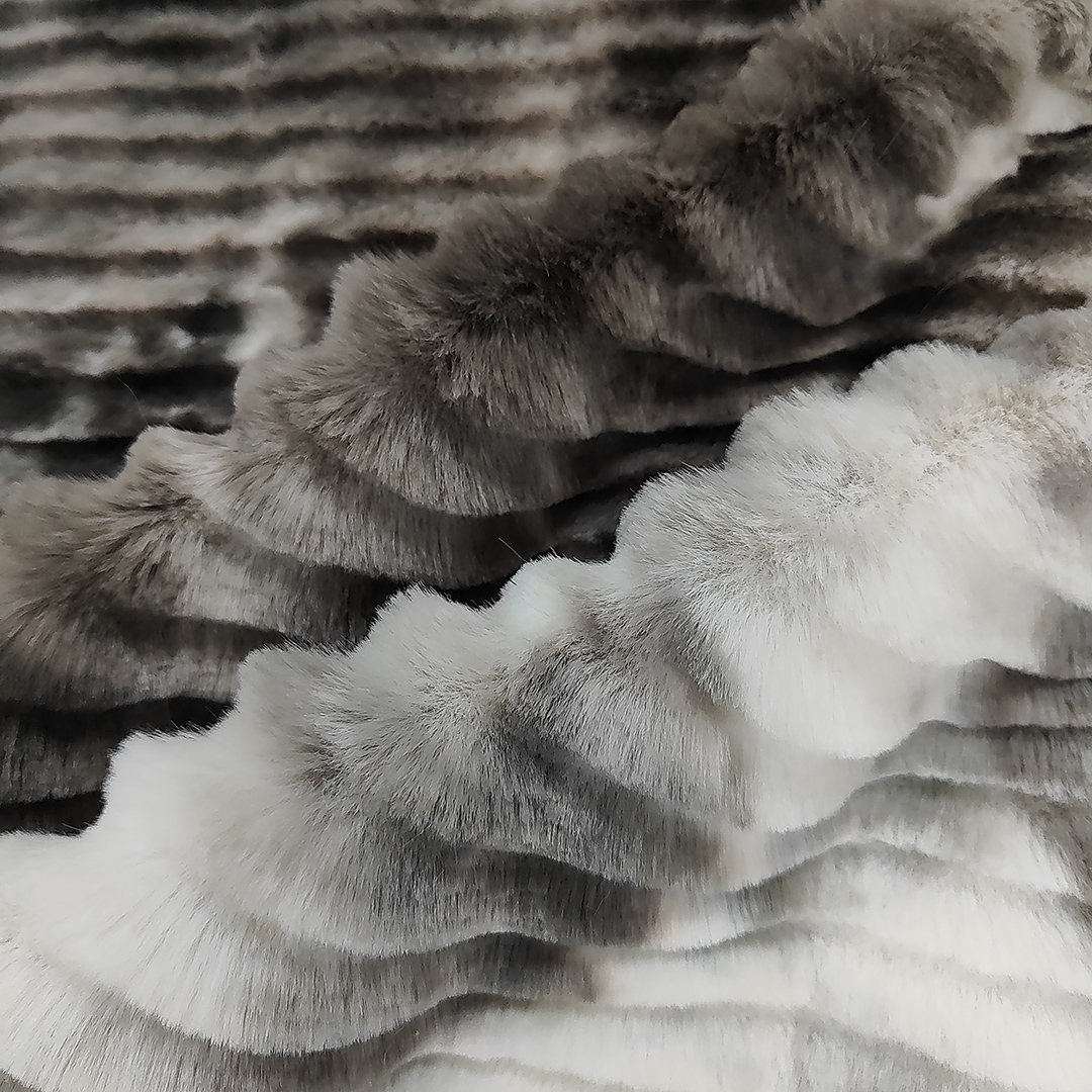 水墨扎染波浪纹剖幅小兔毛