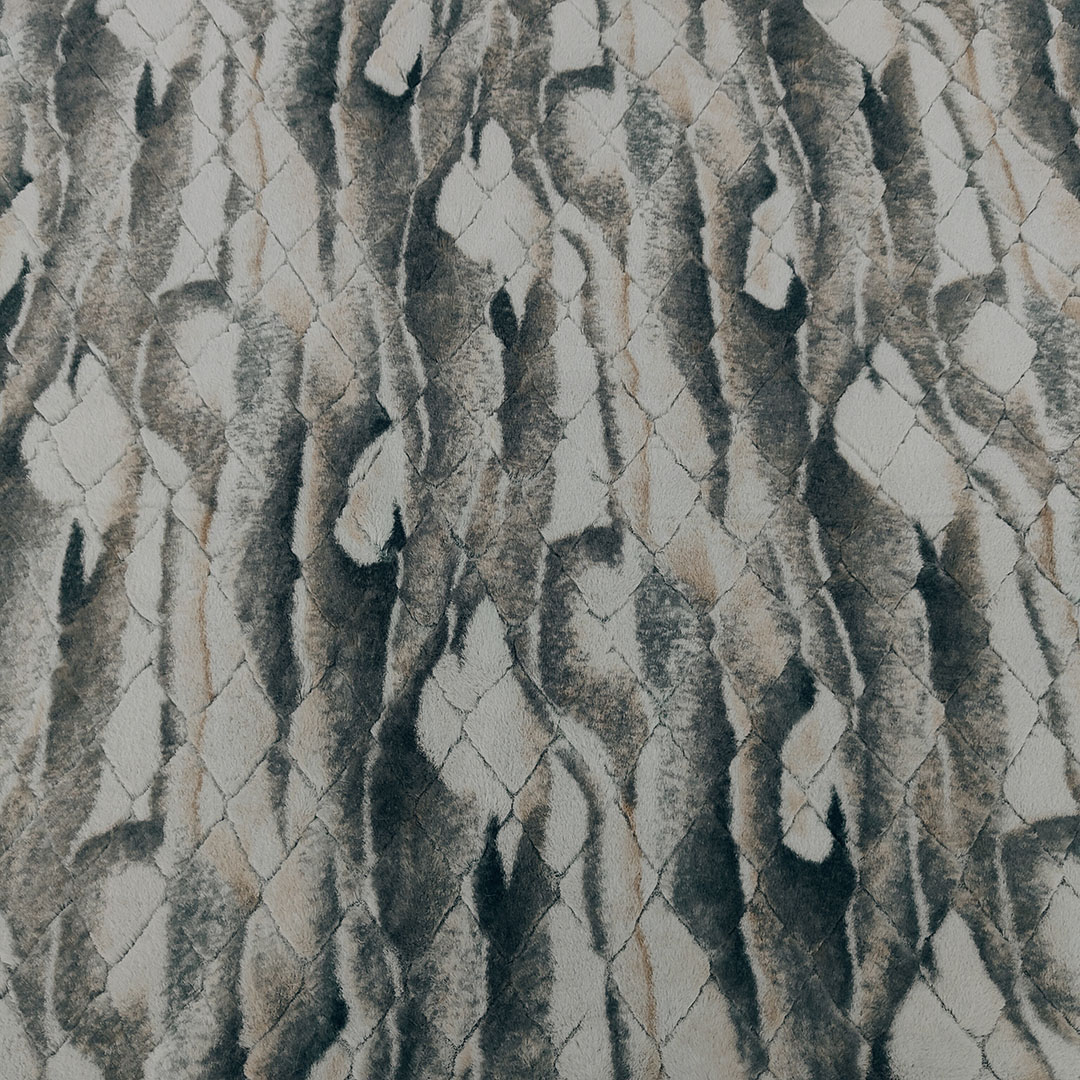 菱形格提花兔毛正背印毛绒面料