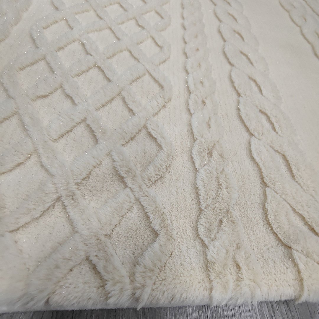 夹银丝麻花纹提花小兔毛面料