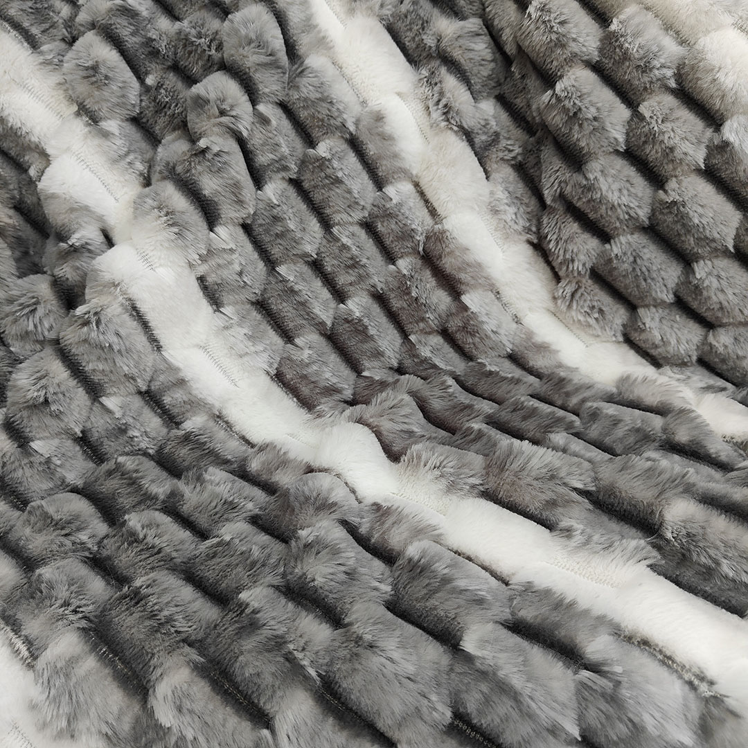 蜂窝兔毛乌龟壳提花兔毛印花毛绒面料