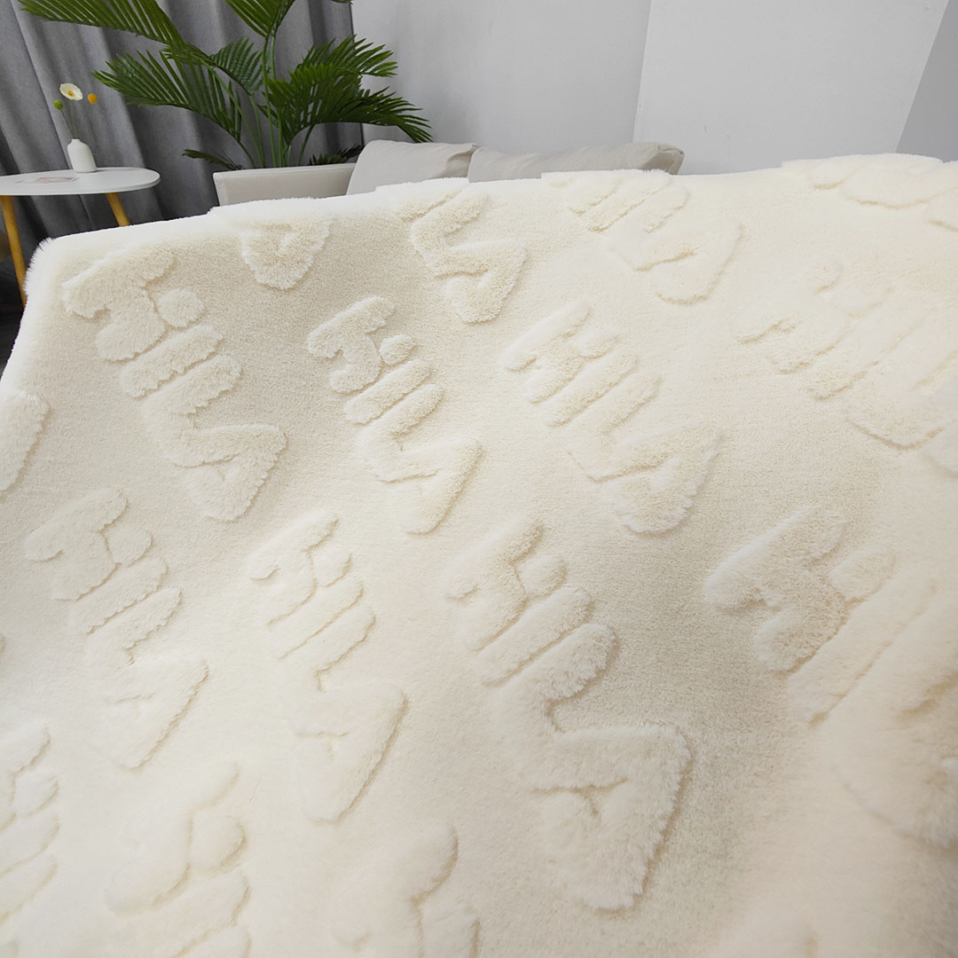 字母提花兔毛面料