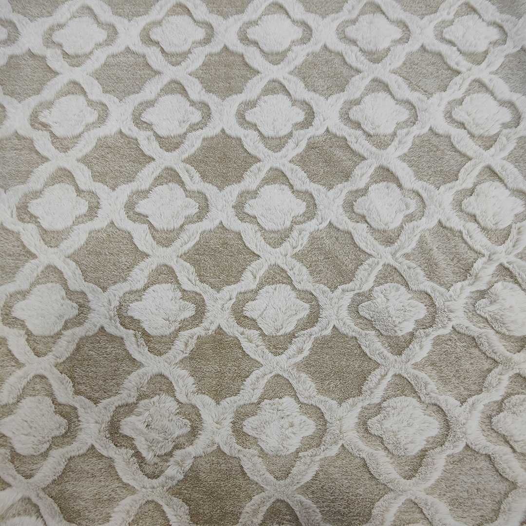 驼色刮底纬编提花小兔毛